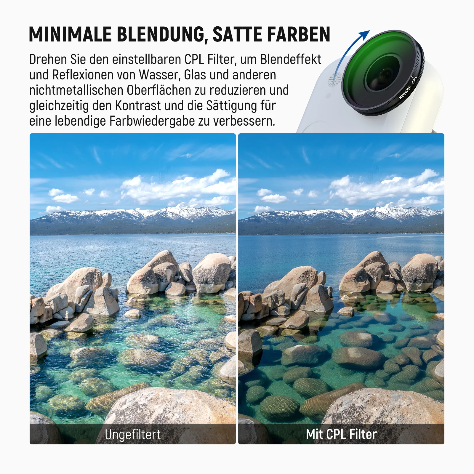 NEEWER UV/CPL/1/4 Black Diffusion Filter für Insta360 GO Ultra - Image 12