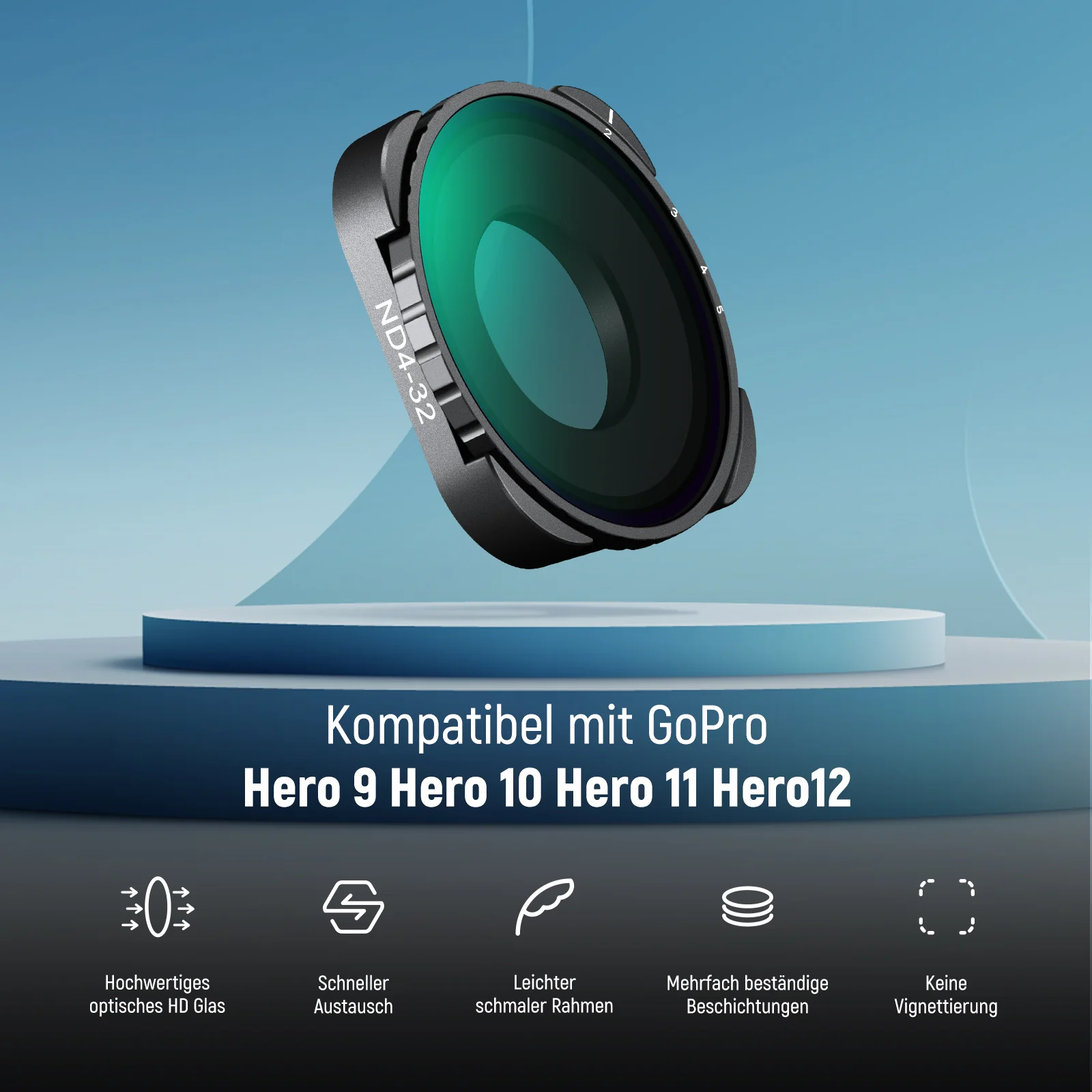 NEEWER Variabler ND4-ND32 Filter Kompatibel mit GoPro 9 10 11 12 13 - Image 2