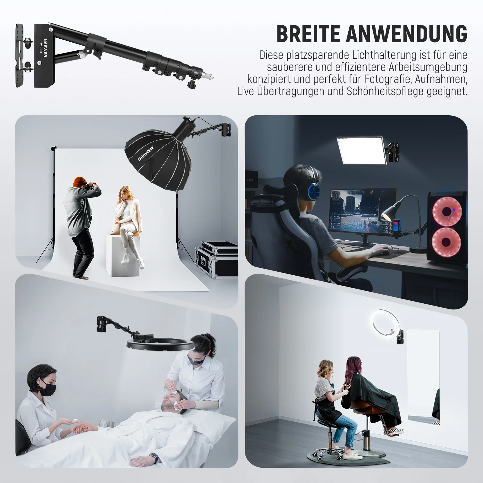 NEEWER WB-100 116cm Dreieckiger Wandhalterung Auslegerarm - Image 3