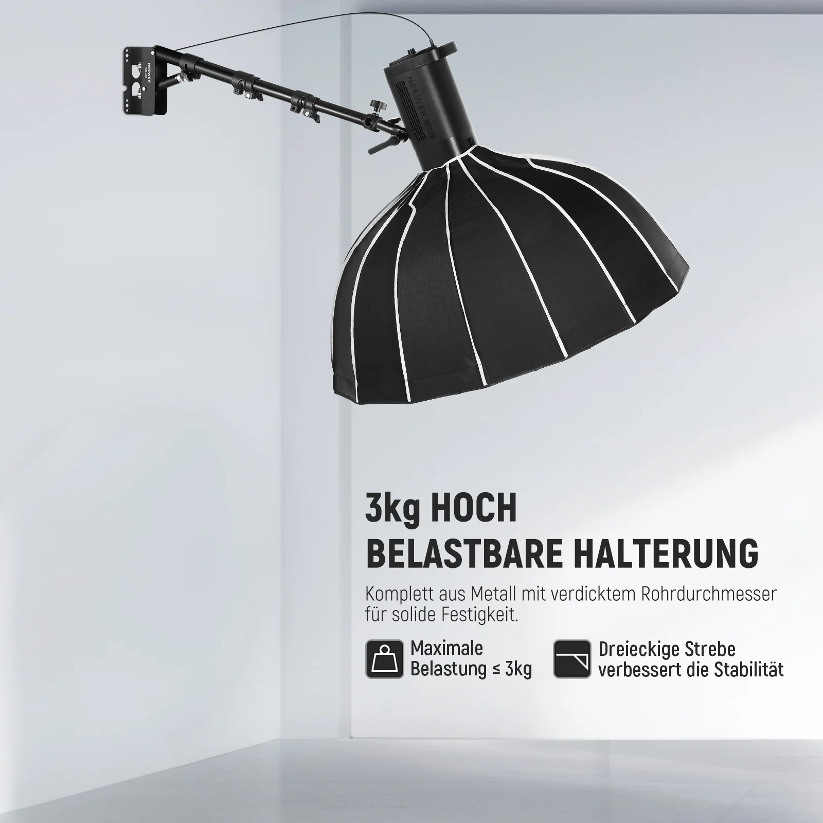 NEEWER WB-100 116cm Dreieckiger Wandhalterung Auslegerarm - Image 4