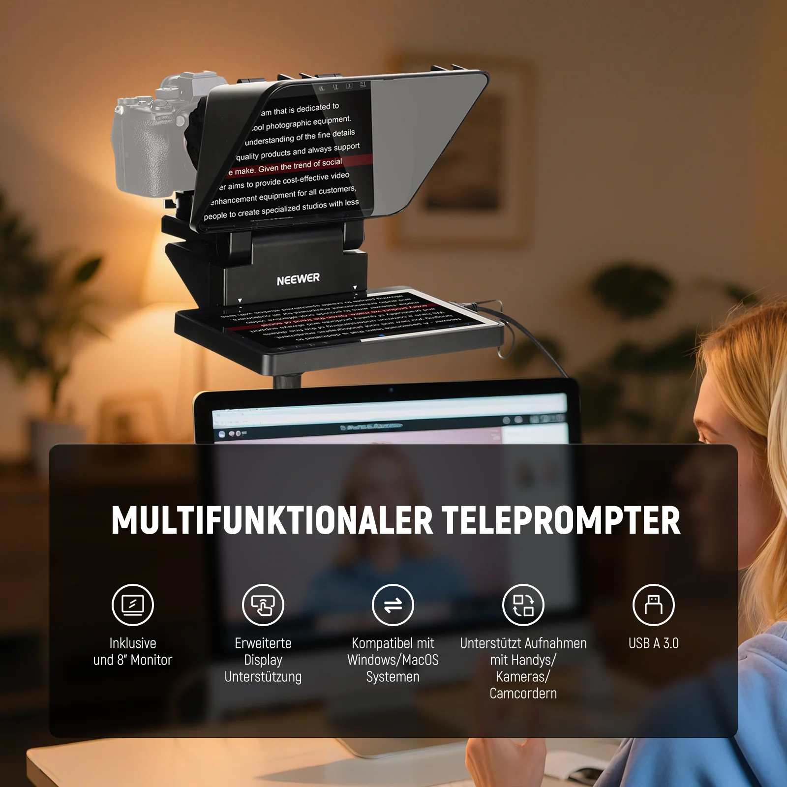 NEEWER X11 Upgraded 2 In 1 Teleprompter 11" mit Monitor - Image 2