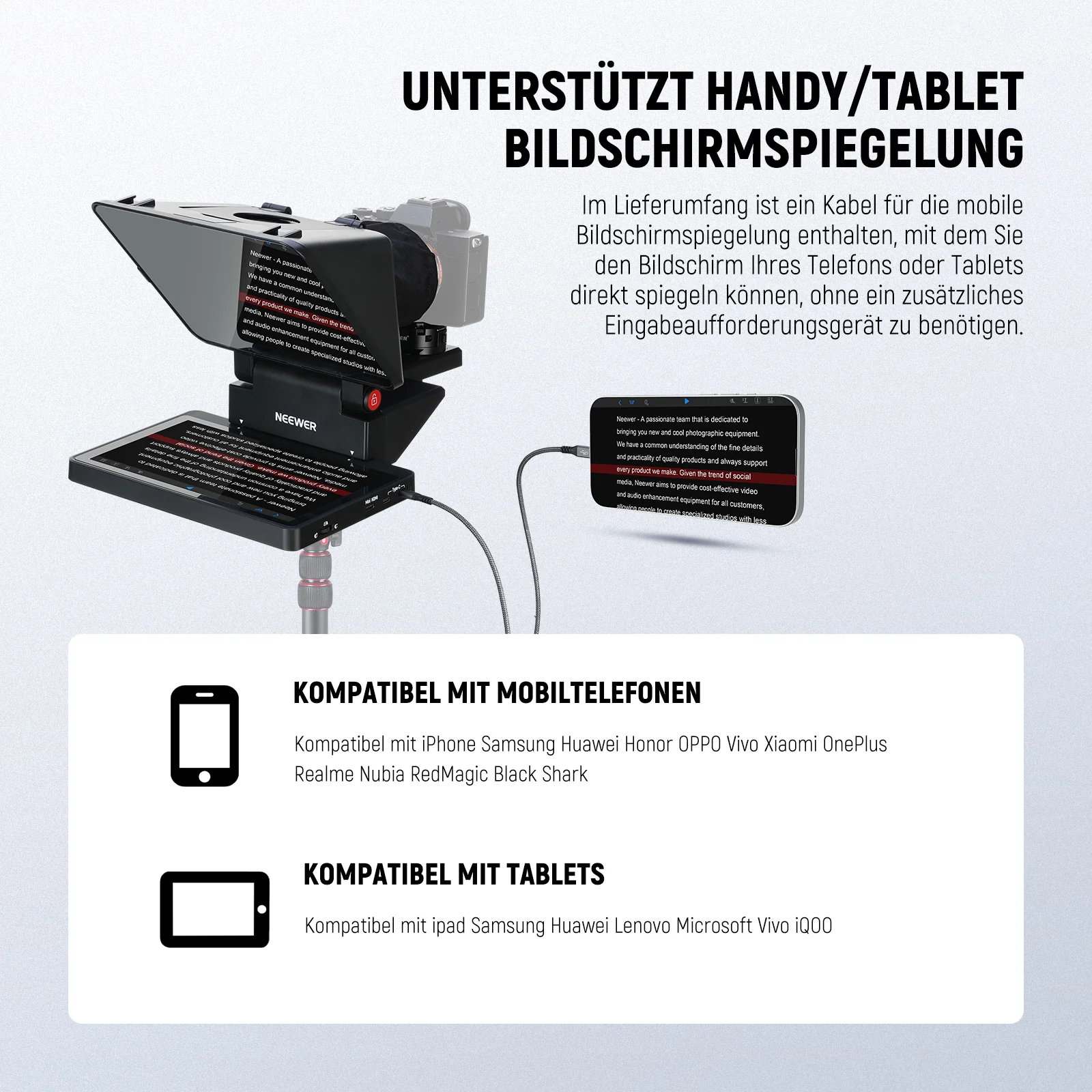 NEEWER X11 Upgraded 2 In 1 Teleprompter 11" mit Monitor - Image 7