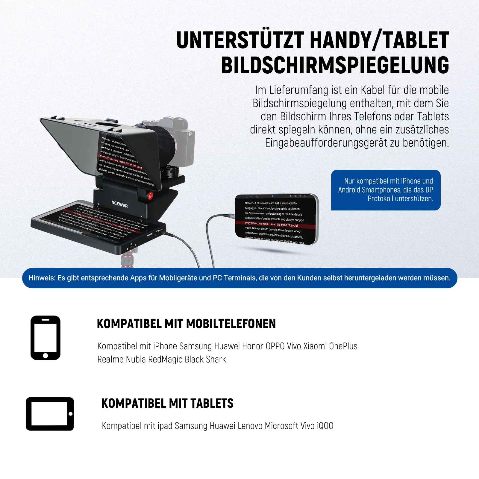 NEEWER X11 Upgraded 2 In 1 Teleprompter 11" mit Monitor - Image 9