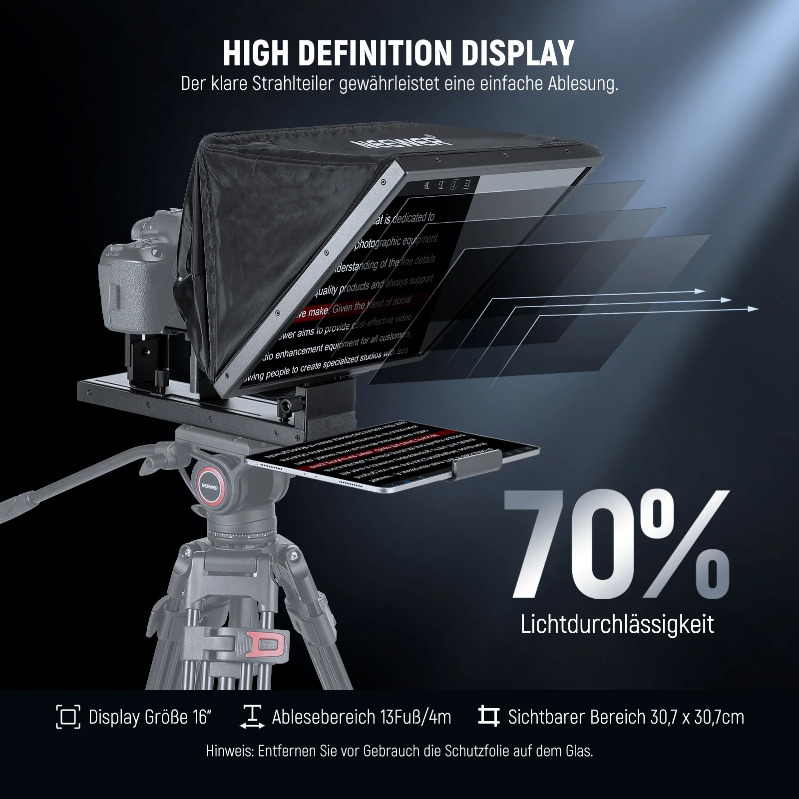 NEEWER BASICS X16B 16" anhebbarer Teleprompter aus Aluminiumlegierung - Image 2