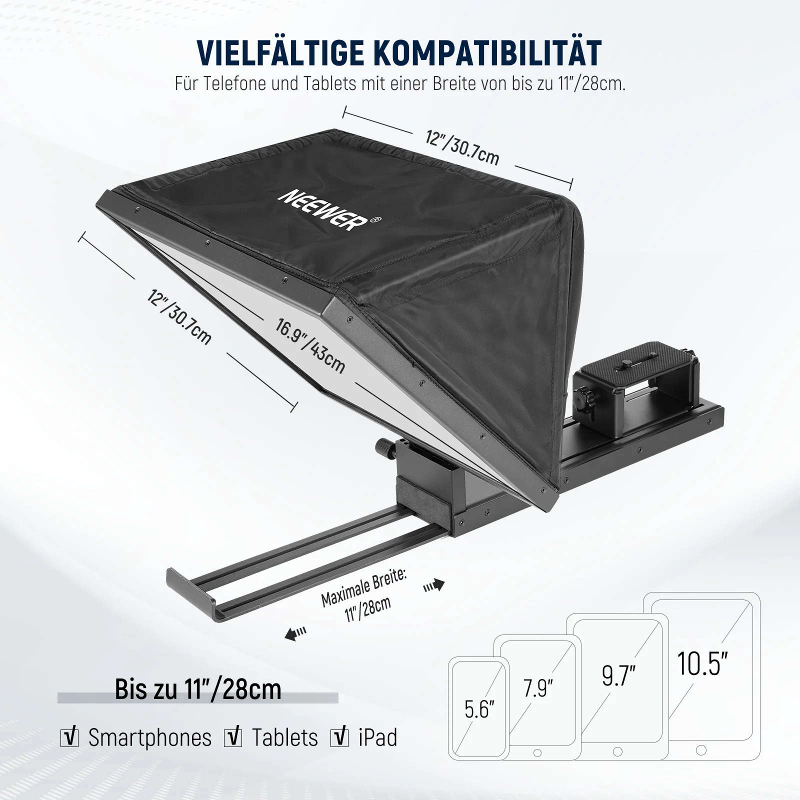NEEWER BASICS X16B 16" anhebbarer Teleprompter aus Aluminiumlegierung - Image 6