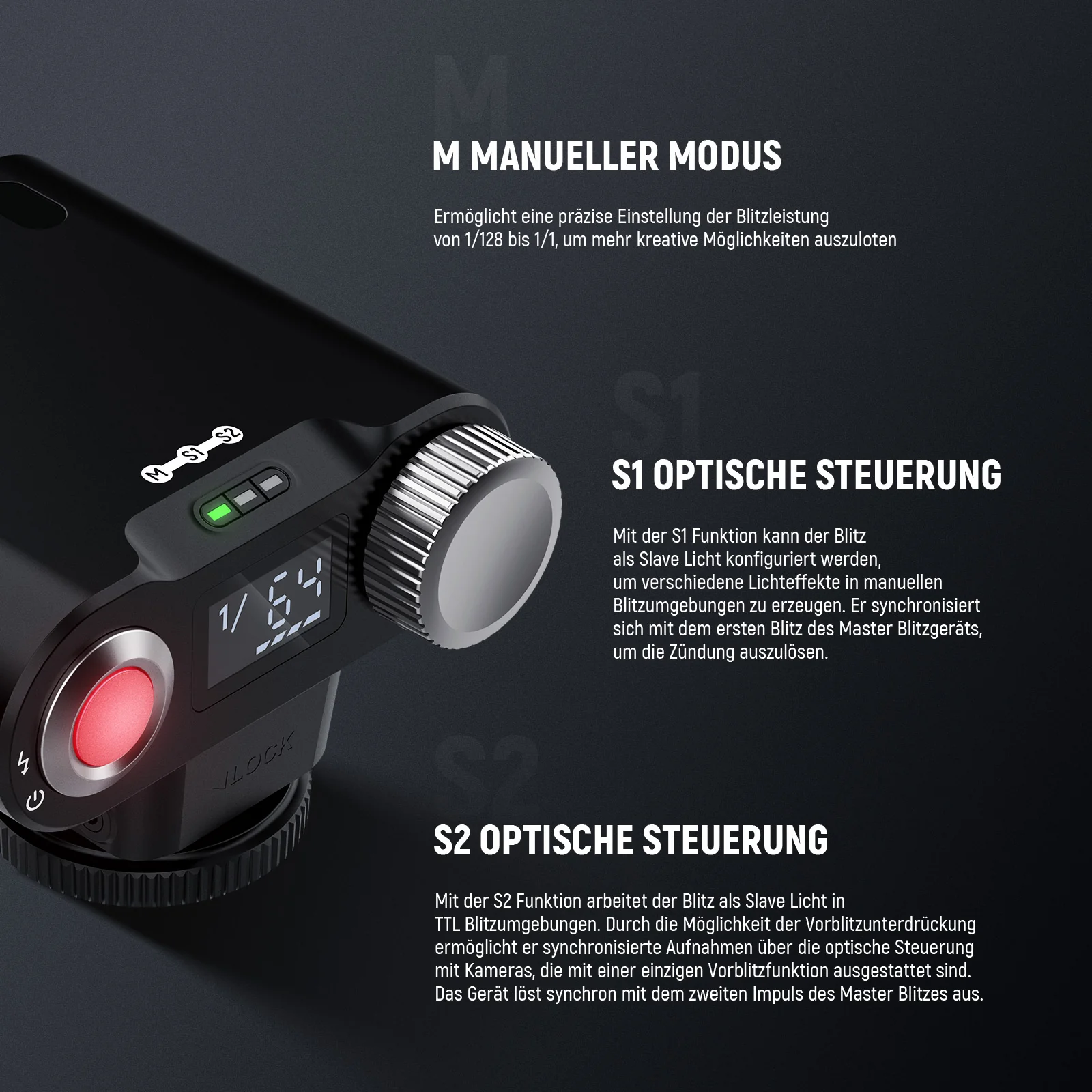 NEEWER Z160 SE Kamera Blitz mit M/S1/S2-Modi & 1200mAh Akku - Image 4