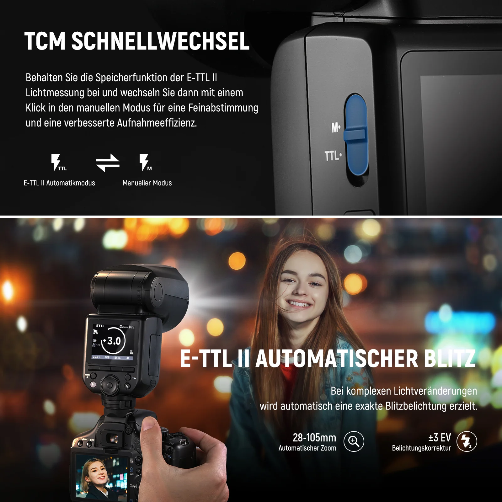 NEEWER Z2 3000mAh Batterie TTL Flash Rundkopf Blitz Speedlite mit Diffusor - Image 4