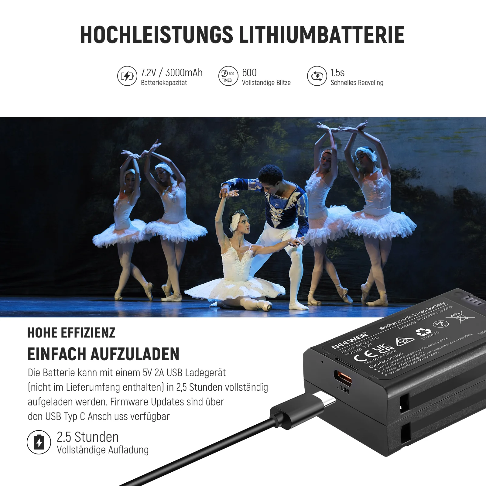 NEEWER Z2 3000mAh Batterie TTL Flash Rundkopf Blitz Speedlite mit Diffusor - Image 7