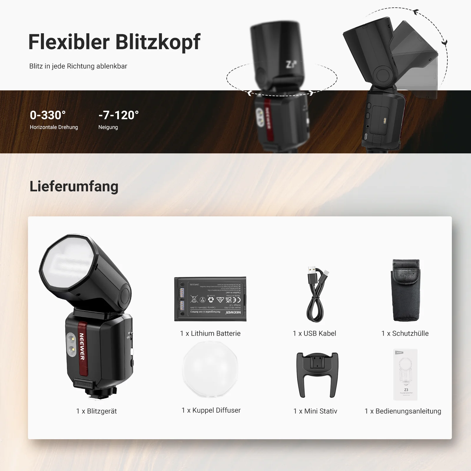 NEEWER Z3 100Ws 2.4G TTL Kamera Blitz Speedlite - Image 18
