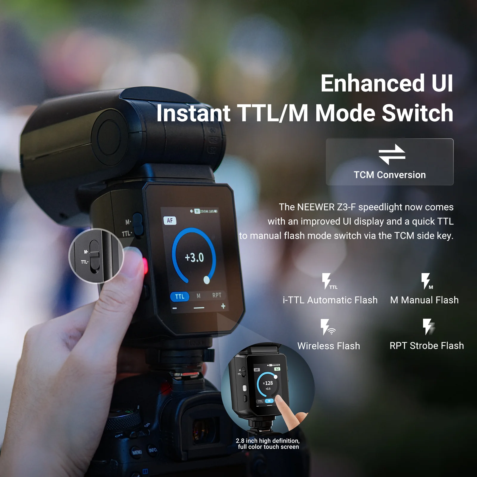 NEEWER Z3 100Ws 2.4G TTL Kamera Blitz Speedlite - Image 31