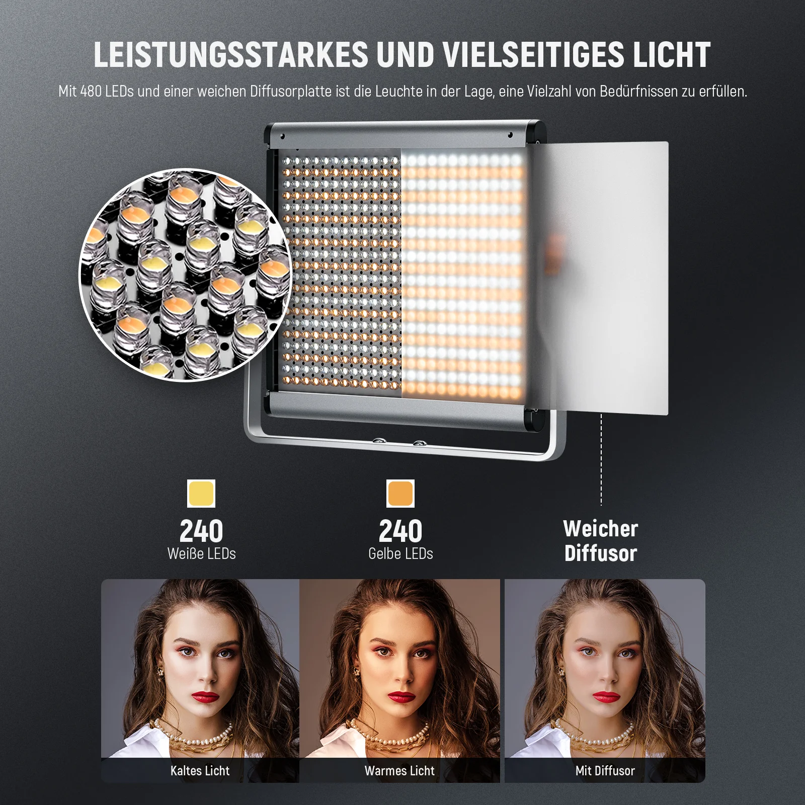 NEEWER 2er Pack NL480 dimmbares zweifarbiges 480 LED Videolicht - Image 3