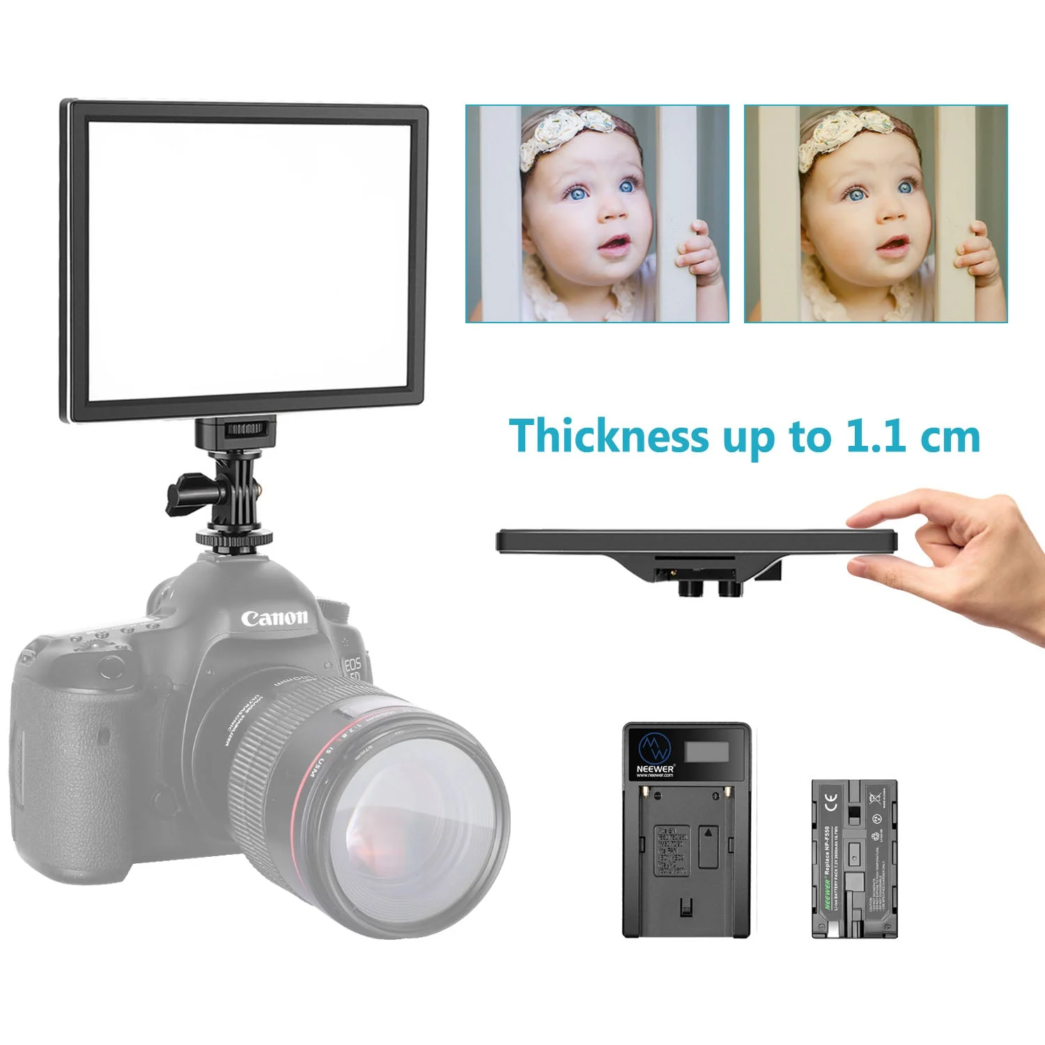 NEEWER Dimmable Ultra Thin T100 Softer SMD LED Video Light Kit - Image 2