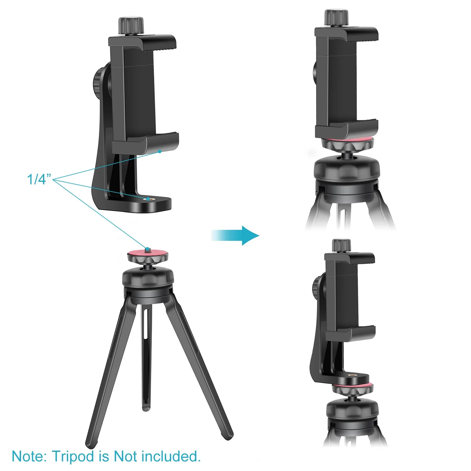 NEEWER Smartphone Halter Vertikale Halterung mit 1/4-Zoll Stativhalterung - Image 4