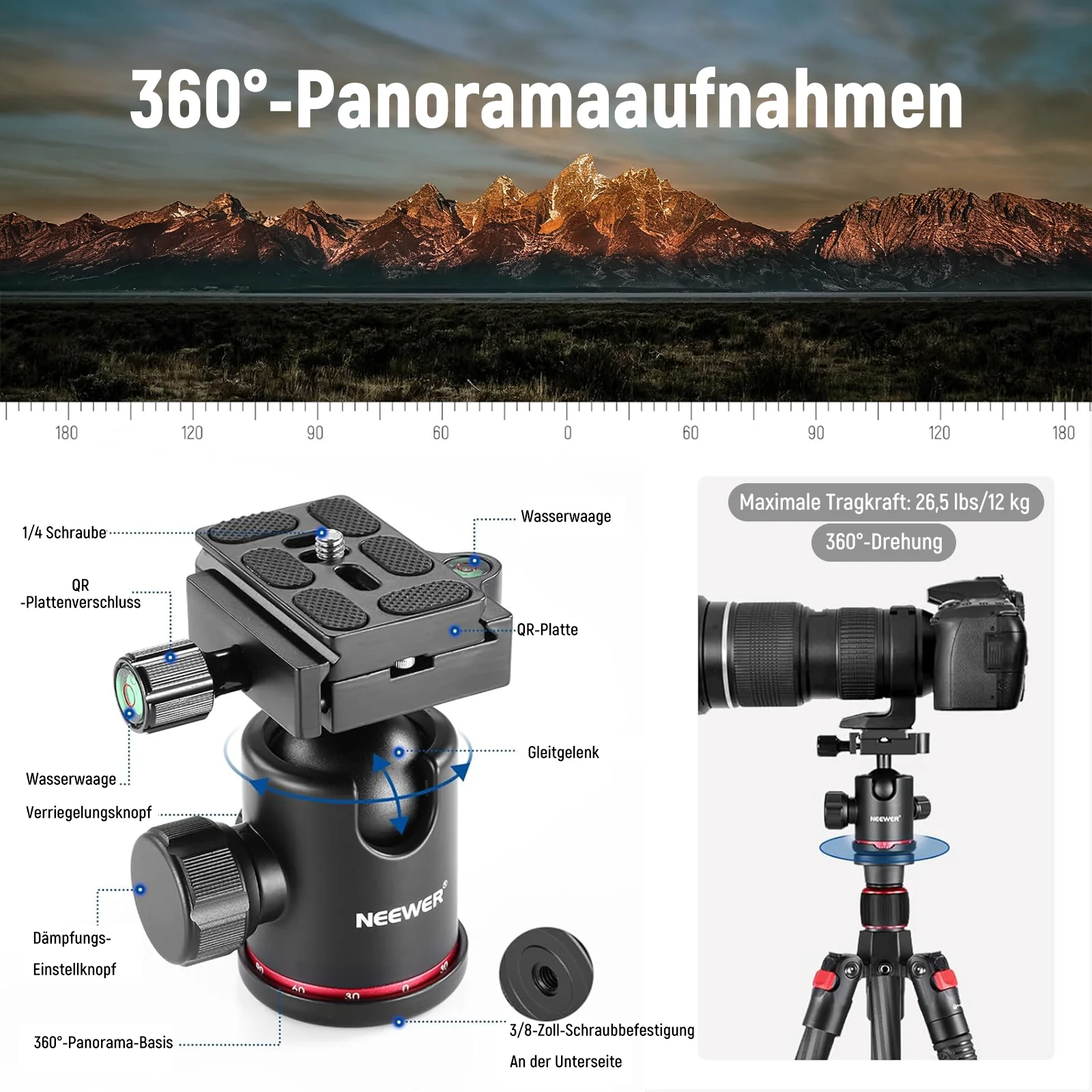 NEEWER N55C 68" 172 cm Kamerastativ / Einbeinstativ aus Kohlefaser - Image 4